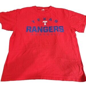 MLB Texas Rangers large red t-shirt with "Texas Ranger baseball"